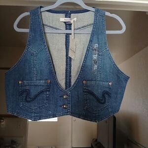 Anchor Blue Denim Crop Top Vest